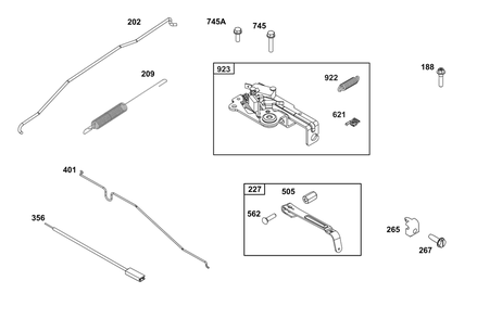 Controls Group Diagram and Parts List for 123P02-0079-H5 100000 - 19Z999 Briggs and Stratton Engine